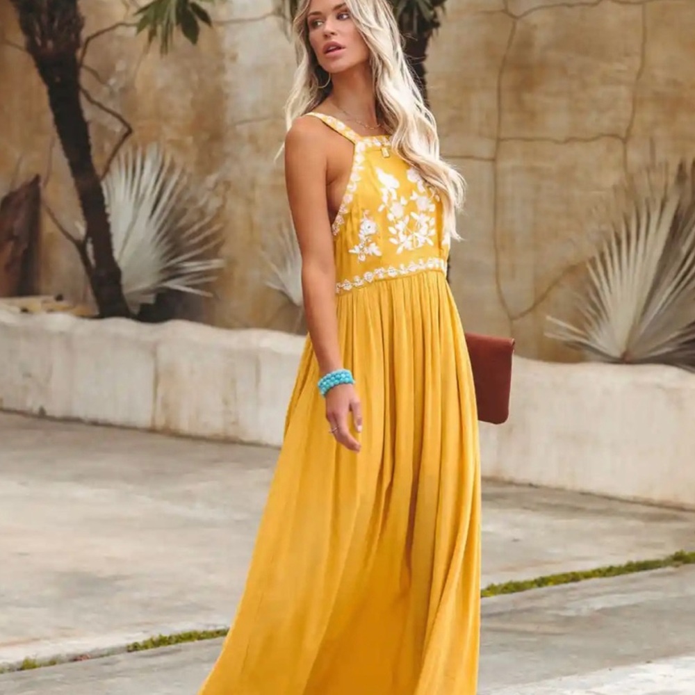 Vici Club Tropicana Embroidered Maxi Dress